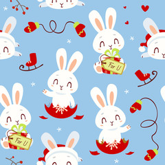 vector cartoon style easter bunny set