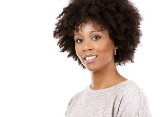 black casual woman on white background