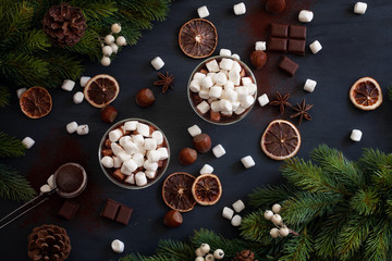 Hot chocolate for cold winter days or christmas and new year celebration