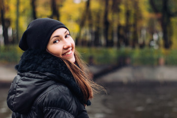 Young beautiful woman outdoor smiling