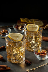 Cocktail with lemon and ice