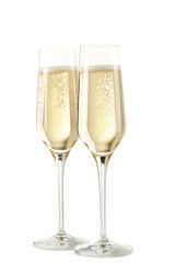 Champagne glasses isolated on white background