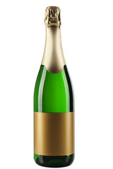 Champagne bottle isolated on white background