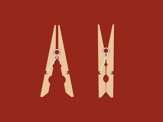 Clothespin vector illustration in flat style