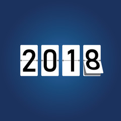 Happy new year card for 2018. Mechanical timetable for new year. Happy new year theme. 