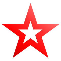 Christmas star red - outlined 5 point star - isolated on white