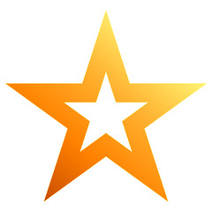 Obraz premium Christmas star orange - outlined 5 point star - isolated on white
