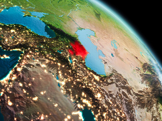 Fototapeta premium Morning over Azerbaijan on Earth