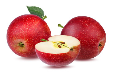 Fresh red apple isolated on white background with clipping path