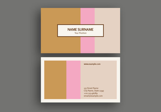 Pink and Brown Color Bar Business Card 