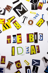 A word writing text showing concept of The Big Idea question made of different magazine newspaper letter for Business case on the white background with copy space