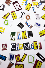 A word writing text showing concept of Make A Choice question made of different magazine newspaper letter for Business case on the white background with copy space