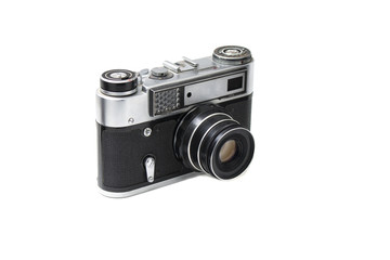 Fototapeta premium vintage camera on white background. old camera isolated on white background