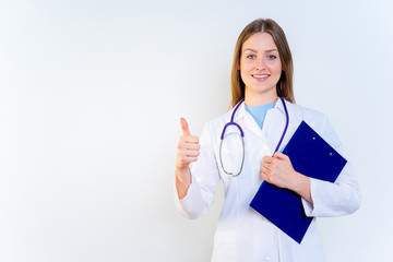 Female pediatrician at her office