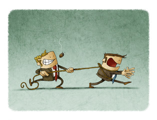 Staff retention concept with employee tied up