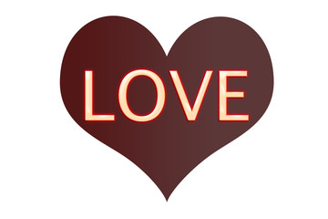 Amor en neón rojo, dentro de corazón.