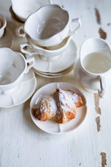 Charming French Breakfast white set and croissants 