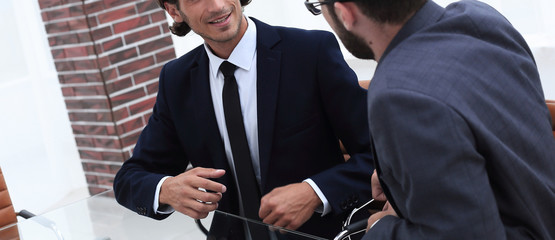 two business people discuss the problem