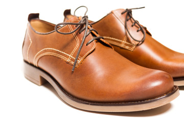 men's classic brown leather shoes - isolated