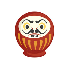 Obraz premium Flat vector traditional japanese Daruma doll with both eyes.