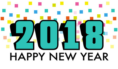 Happy New year 2018, aqua color vector