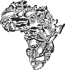 Abstract symbol Africa in Clouded leopard camouflage