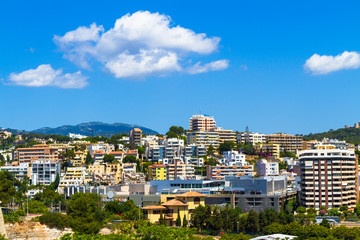 Obraz premium Panoramic view suburban Palma Mallorca in summer sunny day morning.