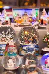 Christmas snow globes at a Christmas market