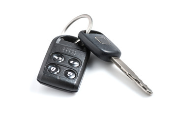 Car key with remote control isolated on white background