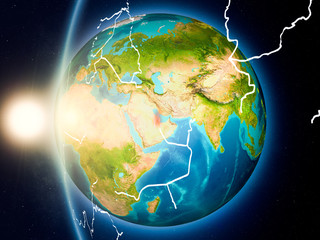 Sunset above Qatar from space