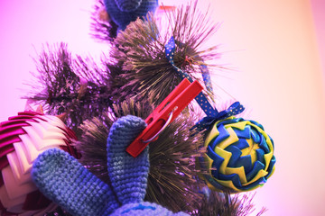 Christmas tree with toys for a happy new year