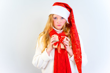Girl wearing christmas cap