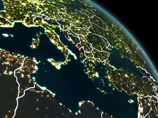 Montenegro in red at night