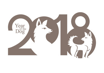 Vector Symbol 2018. Year of the dog. New Year's design. 