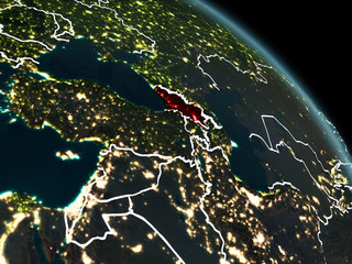 Georgia in red at night
