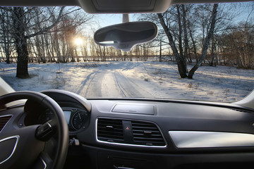 winter landscape of the interior car