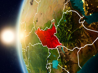Sunset above South Sudan from space