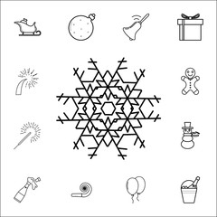 snowflake line icon. Set of Christmas and New Year icons. Signs, outline symbols collection, simple thin line icons for websites, web design, mobile app