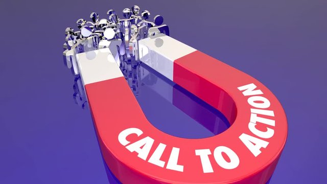 Call to Action Magnet Encourage Customers to Buy CTA 3d Animation