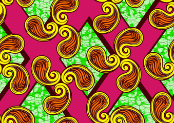 Textile fashion african print fabric super wax, abstract seamless.
