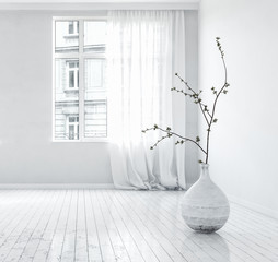 Large windows in undecorated apartment interior