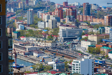 Fototapeta na wymiar Vladivostok view from the hills in summer