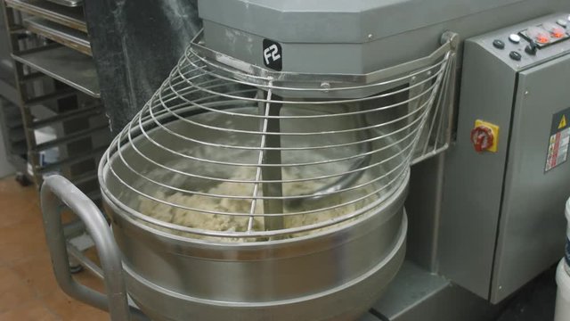 Process of kneading the dough with the mixer