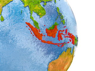 Indonesia on realistic globe