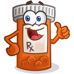 Prescription Pill Bottle Cartoon Character