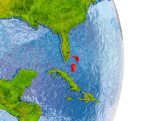 Bahamas on realistic globe