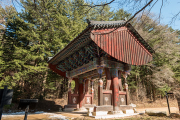 Pyeongchang, gangwon-do, South Korea - Iljumun Gate of woljeongsa temple (Iljumun is the first gate at the entrance to many Korean Buddhist temples)