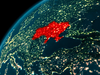 Ukraine at night on Earth