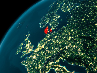 Denmark at night on Earth