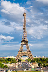 Fototapeta na wymiar The Eiffel Tower in Paris on a beautiful summer day